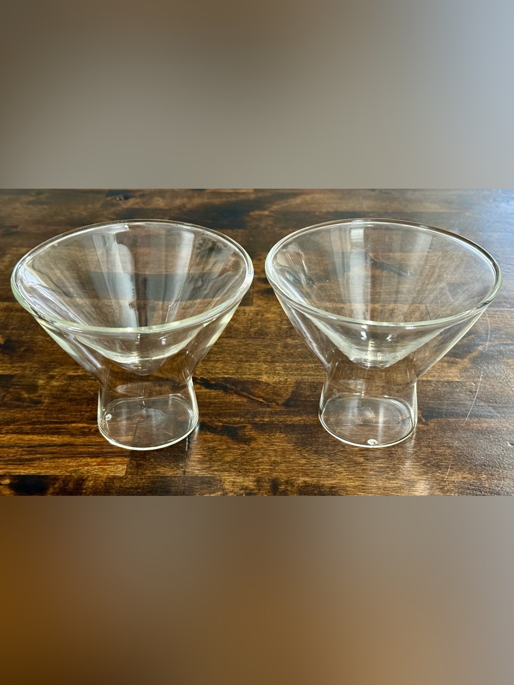 Double-walled Stemless Martini Glasses, Set of 2 Borosilicate Glass 7 fl oz